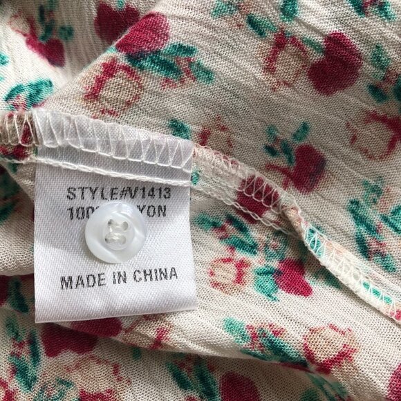 Cy Red Apple Pattern Cap Sleeve Midi Dress Large - Picture 5 of 6